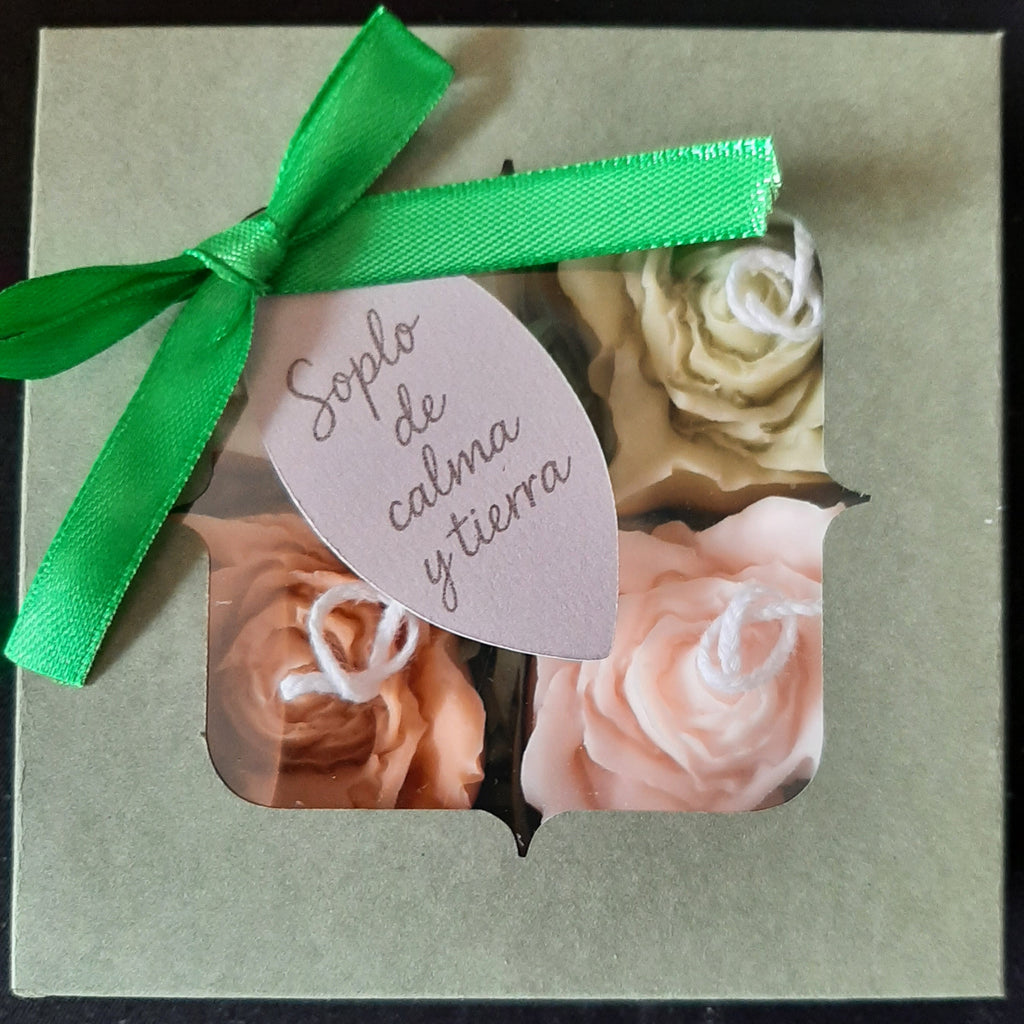 A Breath of Calm and Earth – Box of Scented Handmade Roses