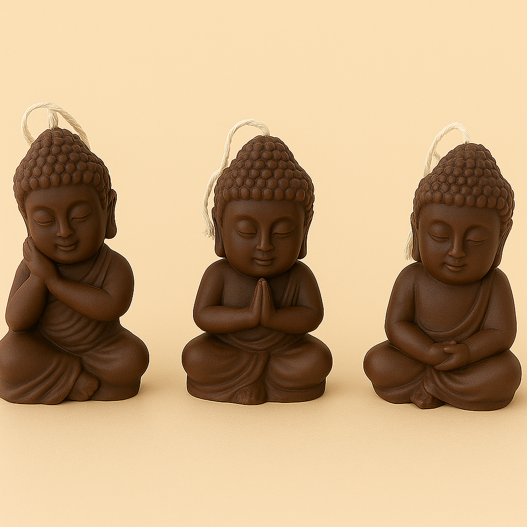 Pack of 3 Mini Buddhas – Zen Decoration and Spiritual Energy