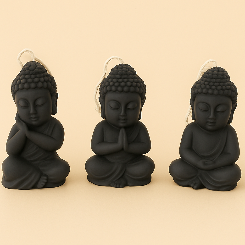Pack of 3 Mini Buddhas – Zen Decoration and Spiritual Energy