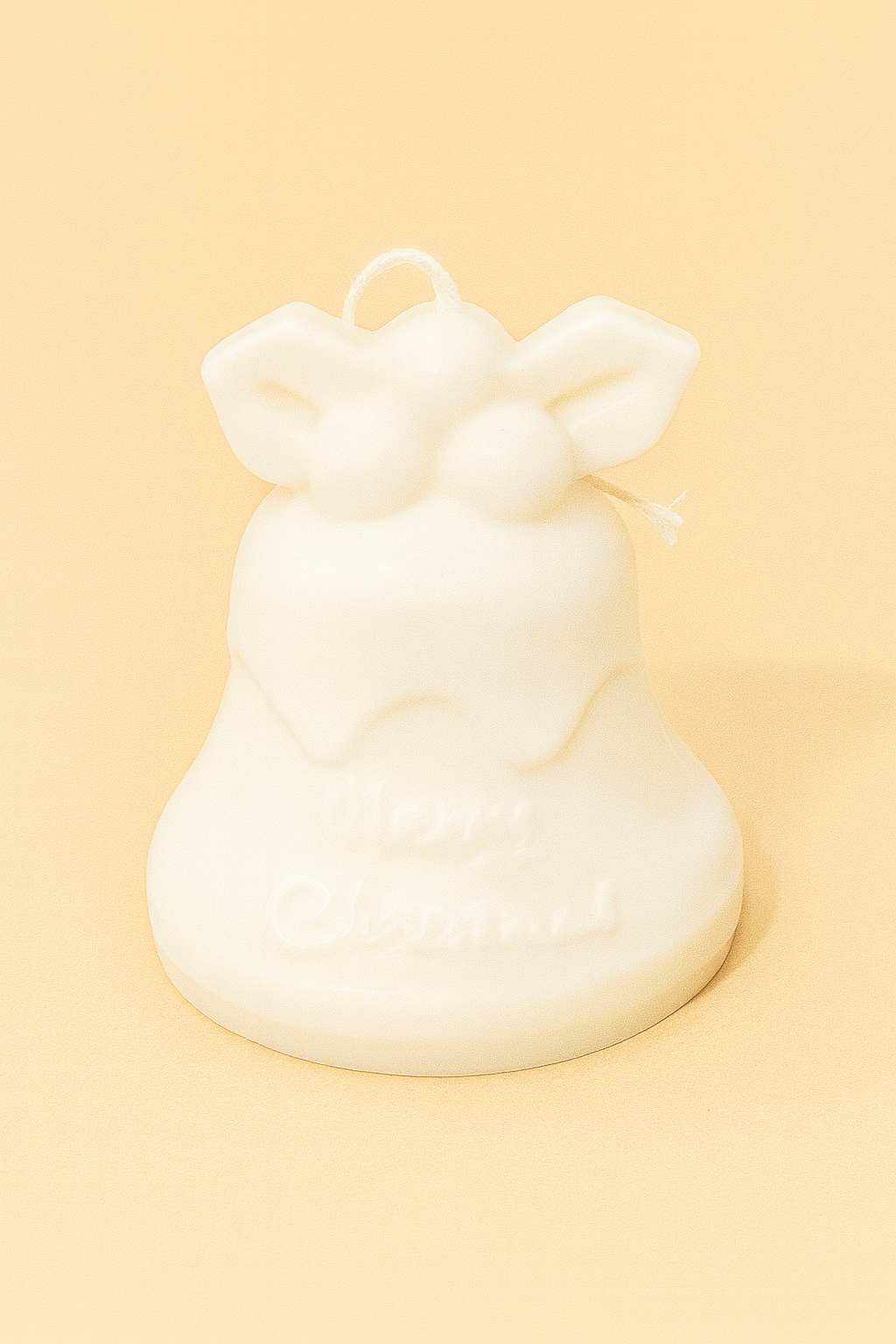 Vela Campana Navideña Blanca – Merry Christmas